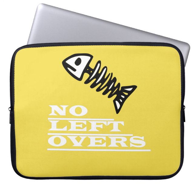 No Leftovers Fish Skeleton Laptop Sleeve (Front)