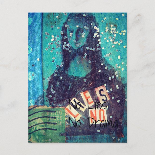 No Lies and No Drama Mixed Media Postcard (Front)