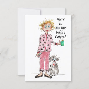 No Life Before Coffee Old Saying Green Drawing