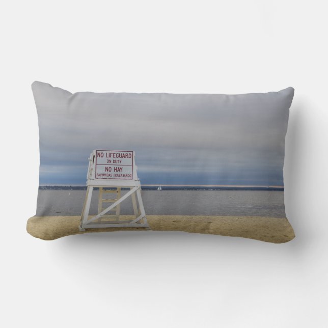 No Lifeguard on Duty Double-Sided Lumbar Pillow (Front)