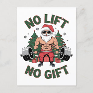 No Lift No Gift Funny Santa Claus Gym Fitness Holiday Postcard