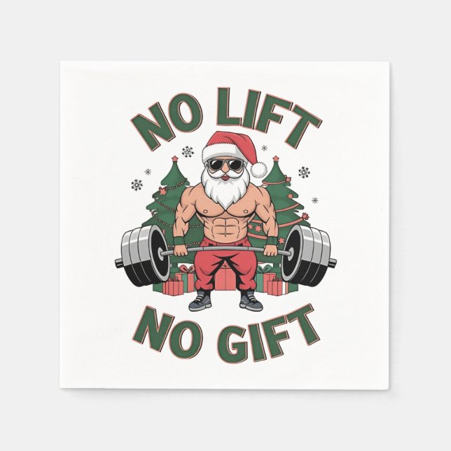 No Lift No Gift Funny Santa Claus Gym Fitness  Napkins (Front)