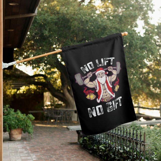 No Lift No Gift Santa Gym Workout Fitness Christma House Flag (In SItu)