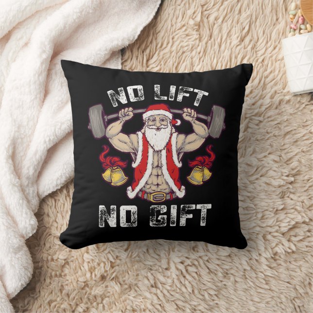 No Lift No Gift Santa Gym Workout Fitness Christma Throw Pillow (Blanket)