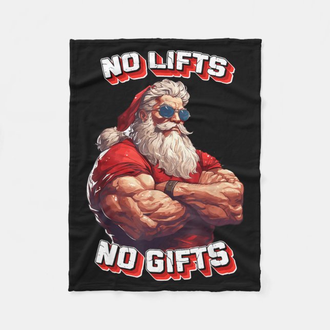 No Lifts No Bodybuilder Fitness Santa Christmas  Fleece Blanket (Front)
