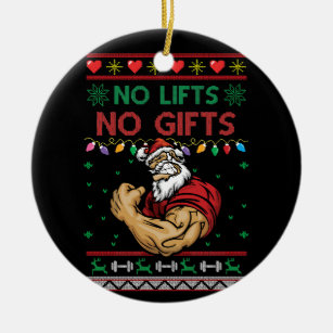 Santa Weight Lifting No Lift No Gift, Personalized Ceramic