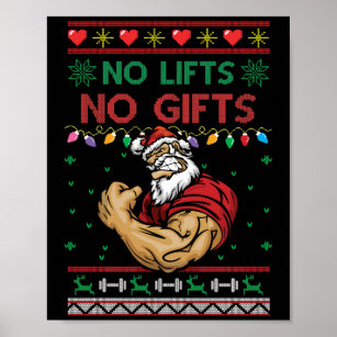 No Lifts No s Ugly Christmas Workout Powerlifting Poster
