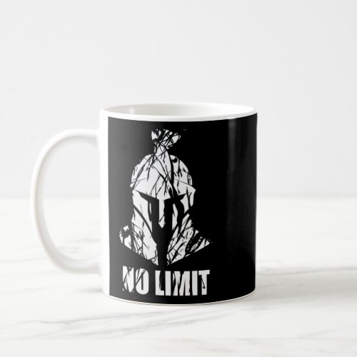 No Limit Spartan Helmet Back Print Gym Fitness  Coffee Mug