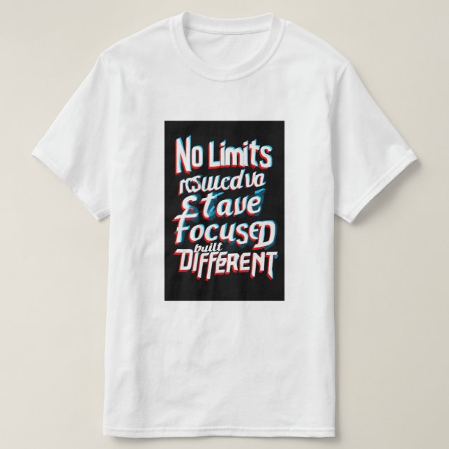 "No Limits – 3D Motivational Quote Typography Tee" T-Shirt (Design Front)