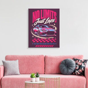 No Limits Just Laps Racing Car Retro Motorsport Canvas Print