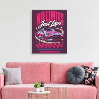 No Limits Just Laps Racing Car Retro Motorsport Canvas Print