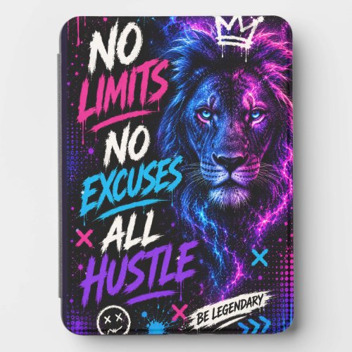 No Limits No Excuses All Hustle Lion Graphic  Kindle Cover