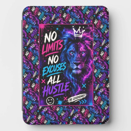 No Limits No Excuses All Hustle Lion Graphic  Kindle Cover