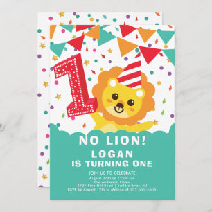 No Lion 1st Birthday Invitation