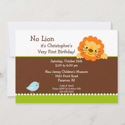 No Lion Kids Birthday Invitation
