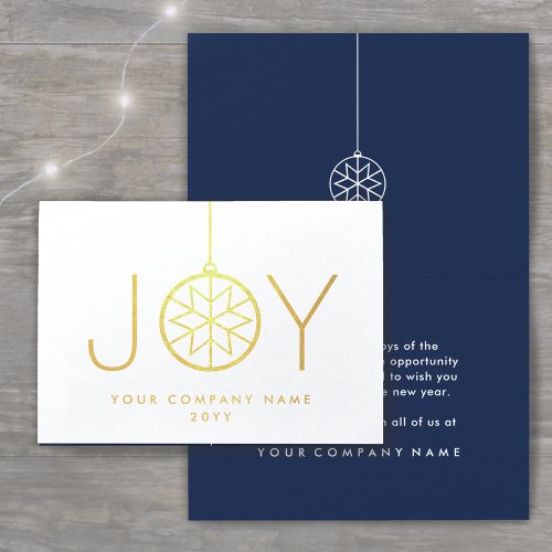 No Logo Business Holiday Joy Snowflake Ornament Foil Card
