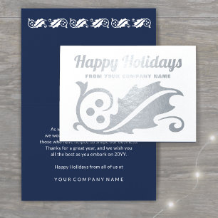 No Logo Christmas Holly Business Happy Holidays Foil Card