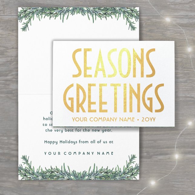 No Logo Seasons Greetings Elegant Business Holiday Foil Card (Creator Uploaded)