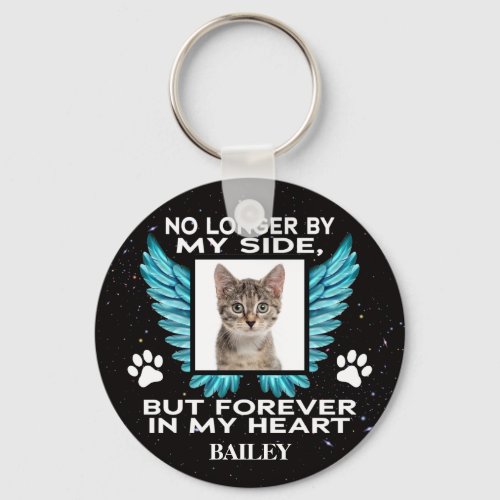 No Longer by My Side Cat Memorial â Custom Photo  Keychain