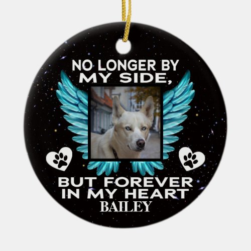 No Longer by My Side Dog Memorial â Custom Photo Ceramic Ornament