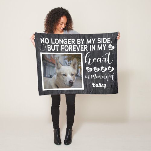 No Longer by My Side Dog Memorial â Custom Photo Fleece Blanket