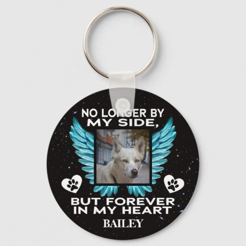 No Longer by My Side Dog Memorial  Custom Photo Keychain