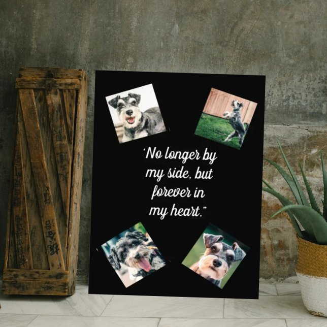 No Longer by my Side dog photo memorial  on black  Canvas Print (Creator Uploaded)
