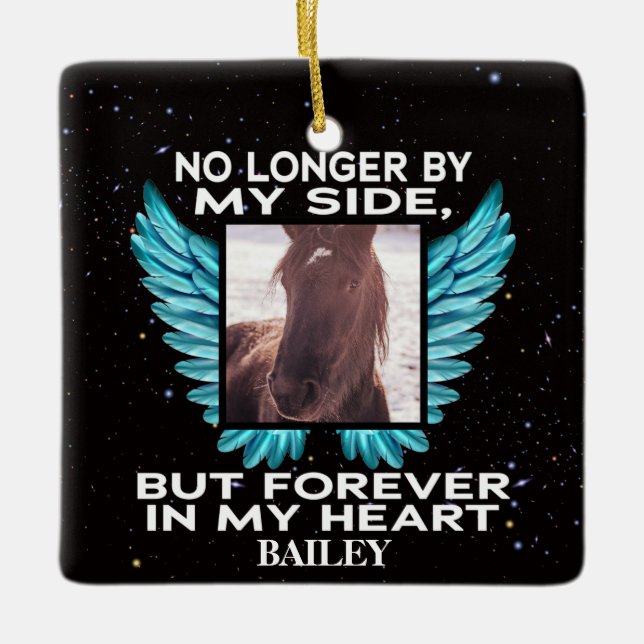 No Longer by My Side, Pet Memorial – Custom Photo Ceramic Ornament (Front)