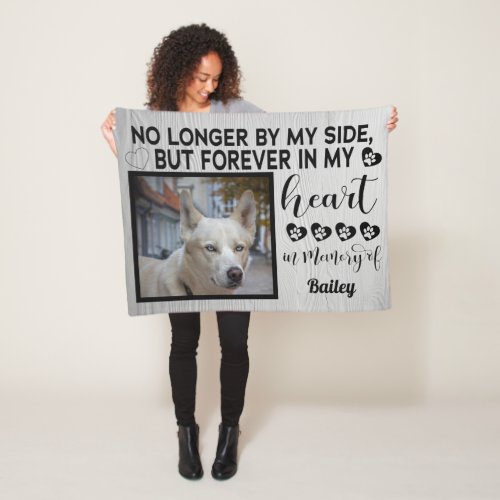 No Longer by My Side Pet Memorial  Custom Photo Fleece Blanket