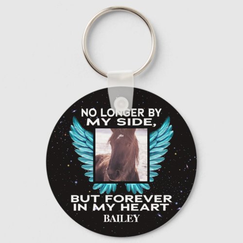 No Longer by My Side Pet Memorial  Custom Photo Keychain