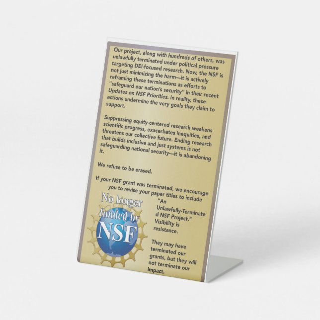 No longer funded pedestal sign (Front)