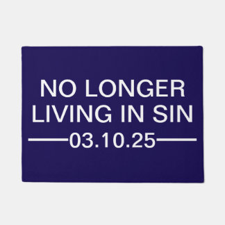 No Longer Living In Sin , Custom Wedding Gift Doormat