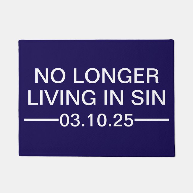 No Longer Living In Sin , Custom Wedding Gift Doormat (Front)