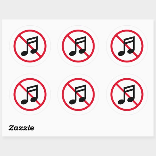 No loud music allowed noise prohibition sign classic round sticker