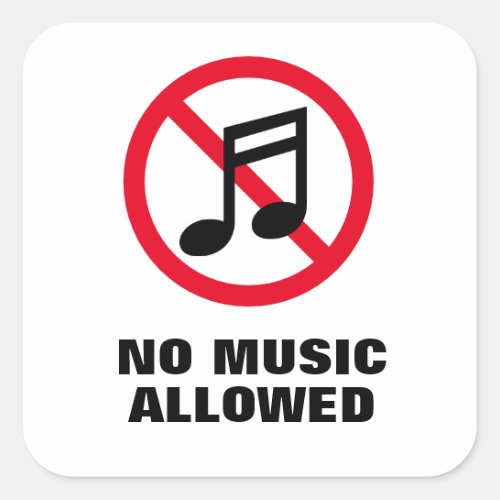 No loud music allowed sound prohibited sign square sticker