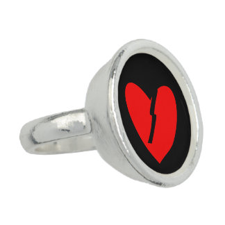 No Love Broken Heart Red and Black Ring