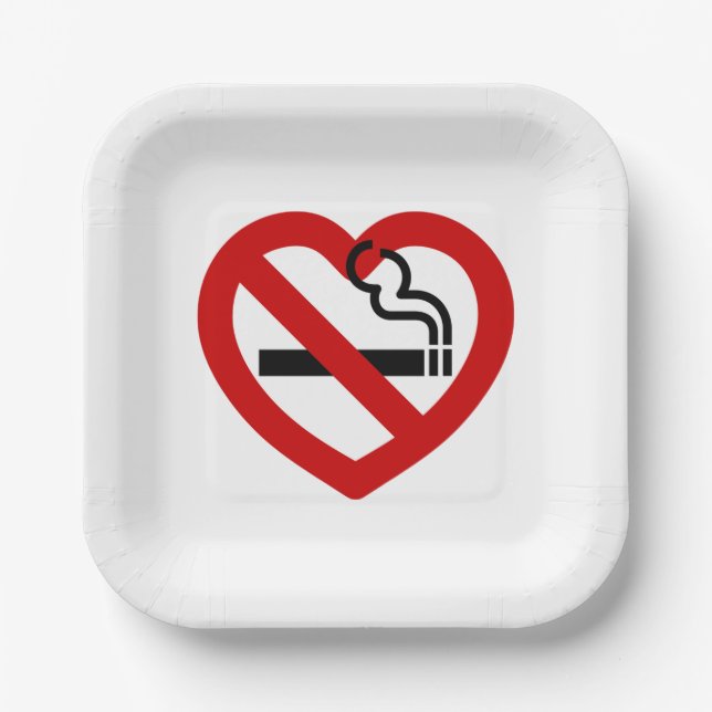 No Love For Smoking Sign Paper Plates (Front)