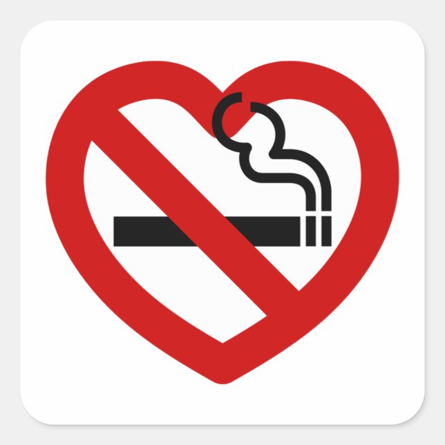 No Love For Smoking Sign Square Sticker (Front)