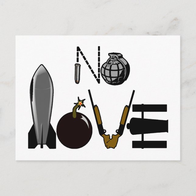 No Love War Weaponry Postcard (Front)