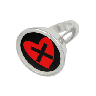 No Love X Heart Red and Black Ring