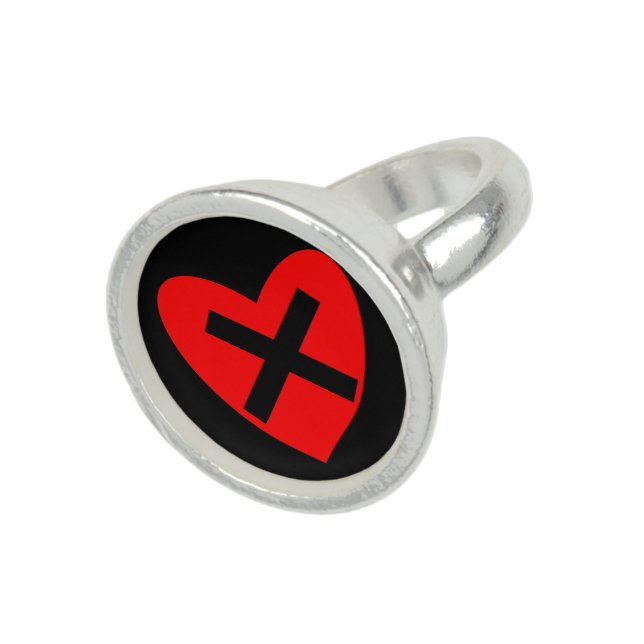 No Love X Heart Red and Black Ring (Top)