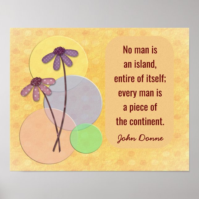 No Man An Island - John Donne quote print (Front)
