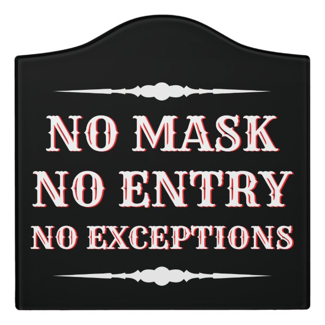 No Mask No Entry Door Sign (Large Crest Front)