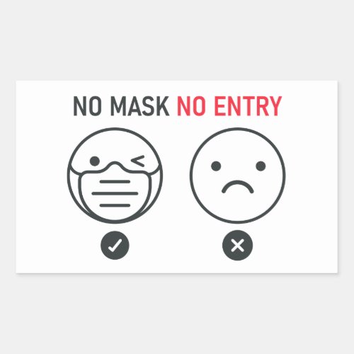 No Mask No Entry Rectangular Sticker