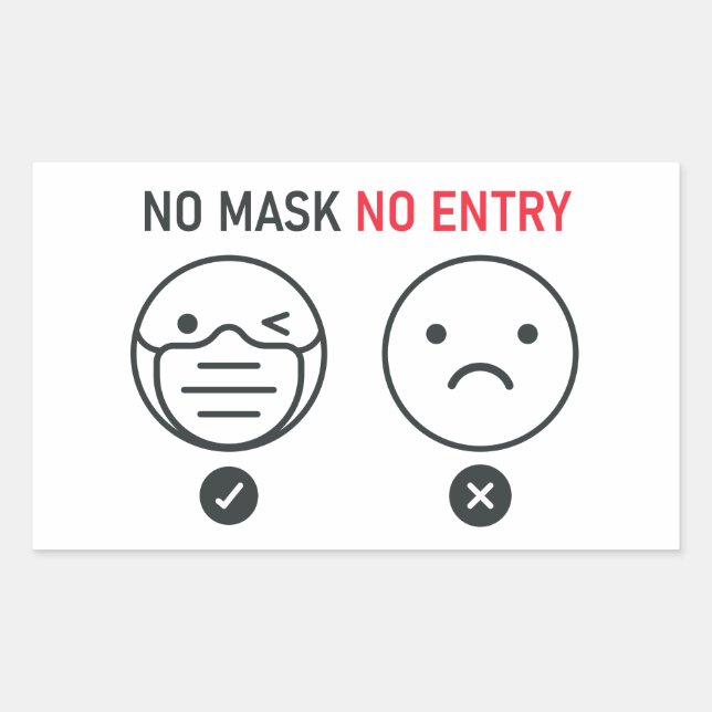 No Mask No Entry Rectangular Sticker (Front)