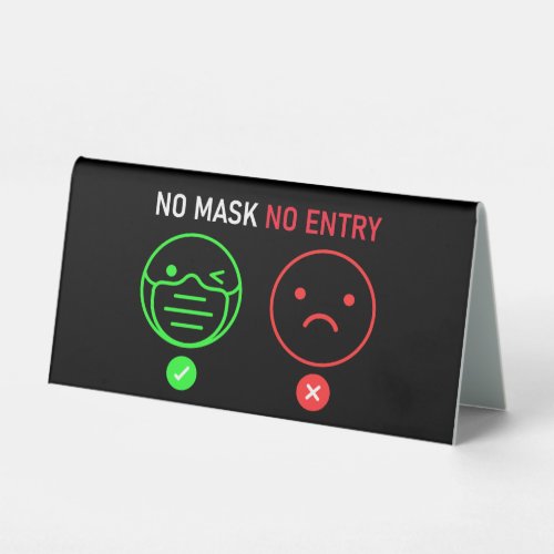 No Mask No Entry Table Tent Sign