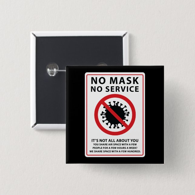 no mask no service shared air button (Front & Back)