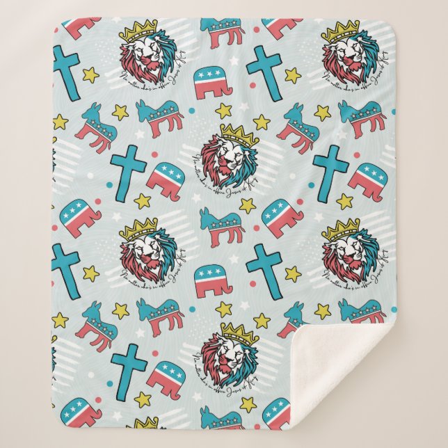 No Matter Who’s in Office Jesus is King - Seamless Sherpa Blanket (Front)