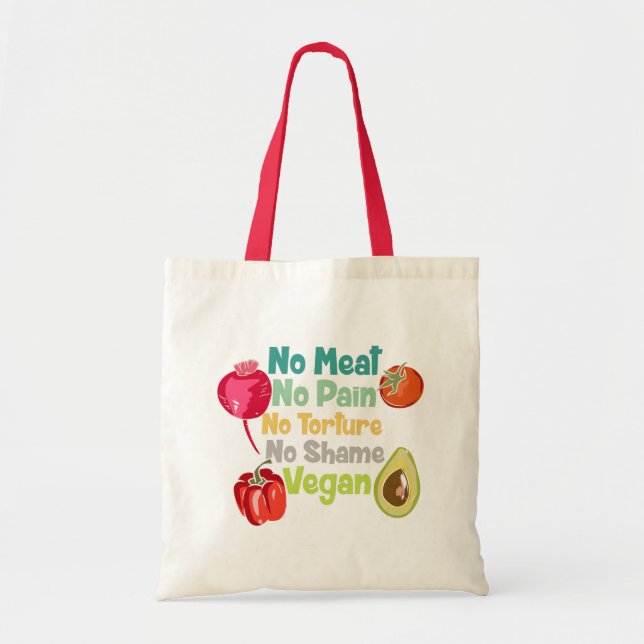 No Meat No Pain Vegan Saying Tote Bag (Front)