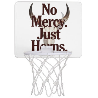 No Mercy Just Horns Longhorn Skull Brutal Bull  Mini Basketball Hoop